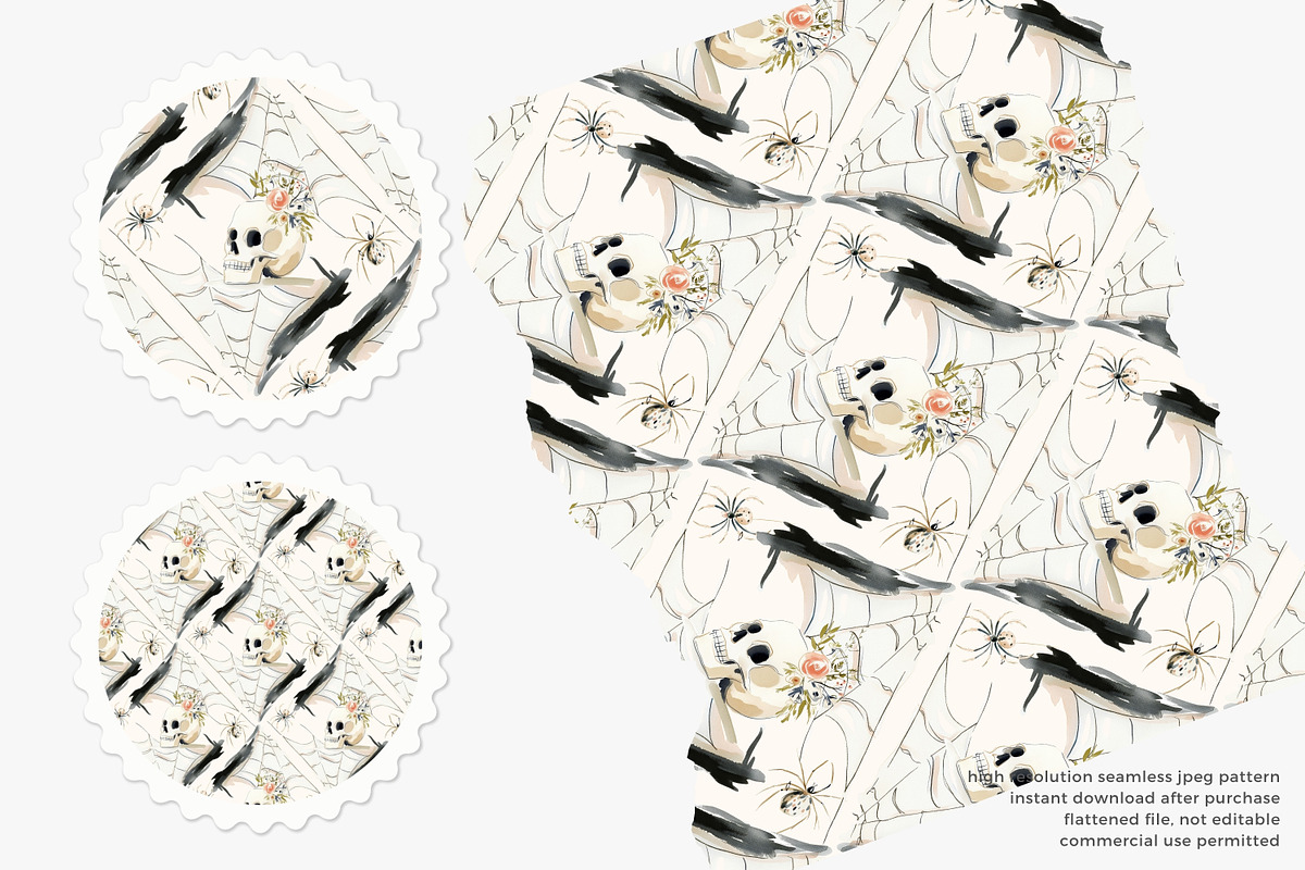 gothic skeleton seamless pattern, a Pattern Graphic by Pink Studio Art (Photo 2 of 4)