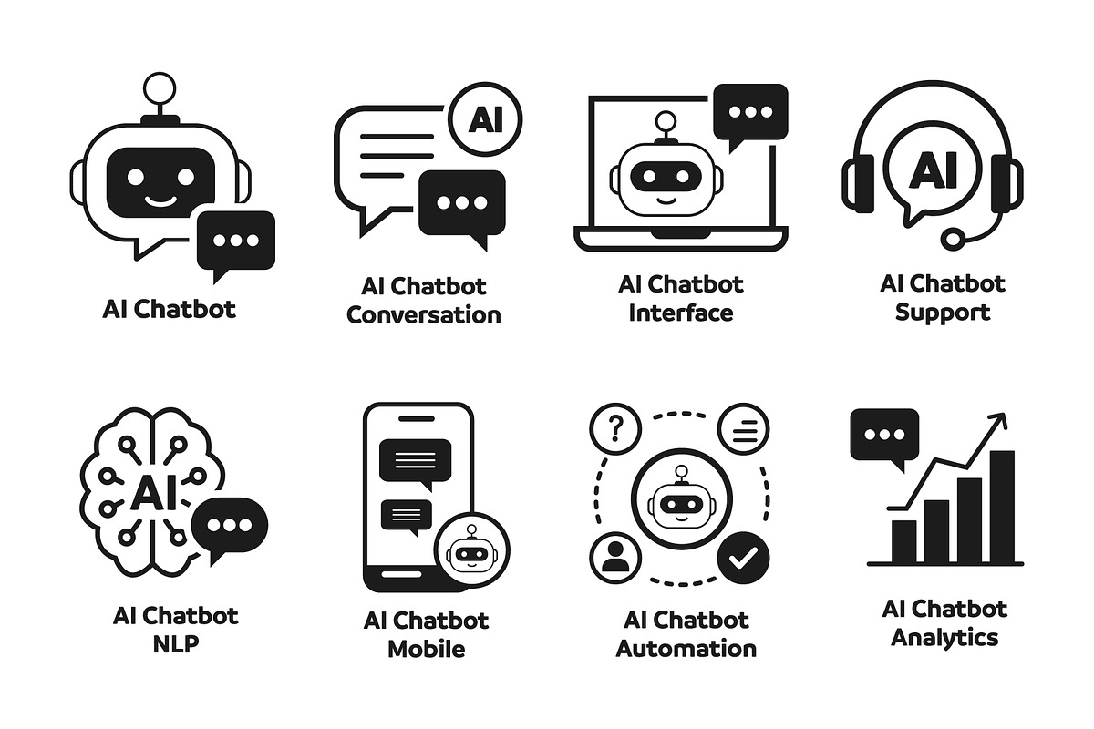 AI Chatbot Support Icons, a Solid Icon by Billah Hub (Photo 2 of 2)