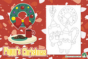 Piggy Christmas Coloring Pages, an Education Illustration by Cozy Cat Design (Thumbnail 2 of 7)