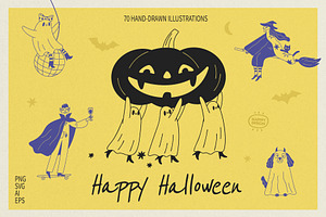 Halloween Doodle Illustrations, a Seasonal Illustration by happpydesign