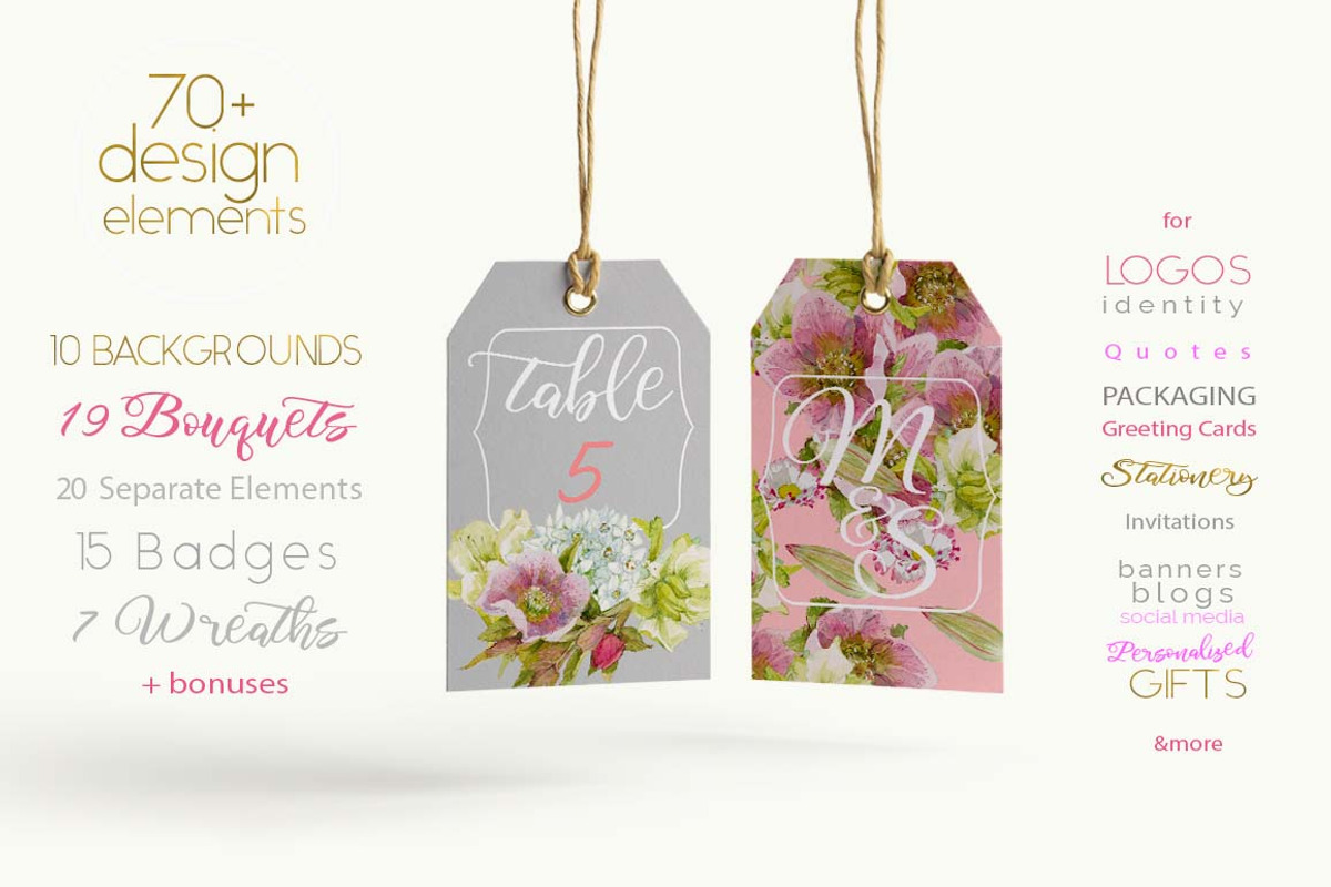 PINK TOOLBOX-70+DesignElements, an Illustration by watercolorwild.graphics (Photo 3 of 13)