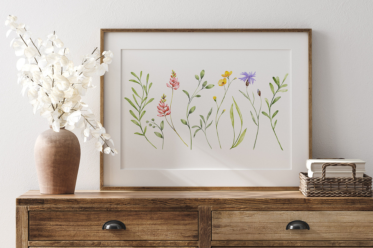 Wild flowers, watercolor clipart PNG, a Decorative Illustration by Larisa Maslova (Photo 7 of 8)