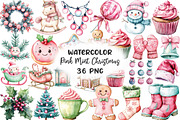 Kawaii Pink Mint Christmas Clipart, a Work Illustration by CraftArtStudio (Thumbnail 1 of 6)