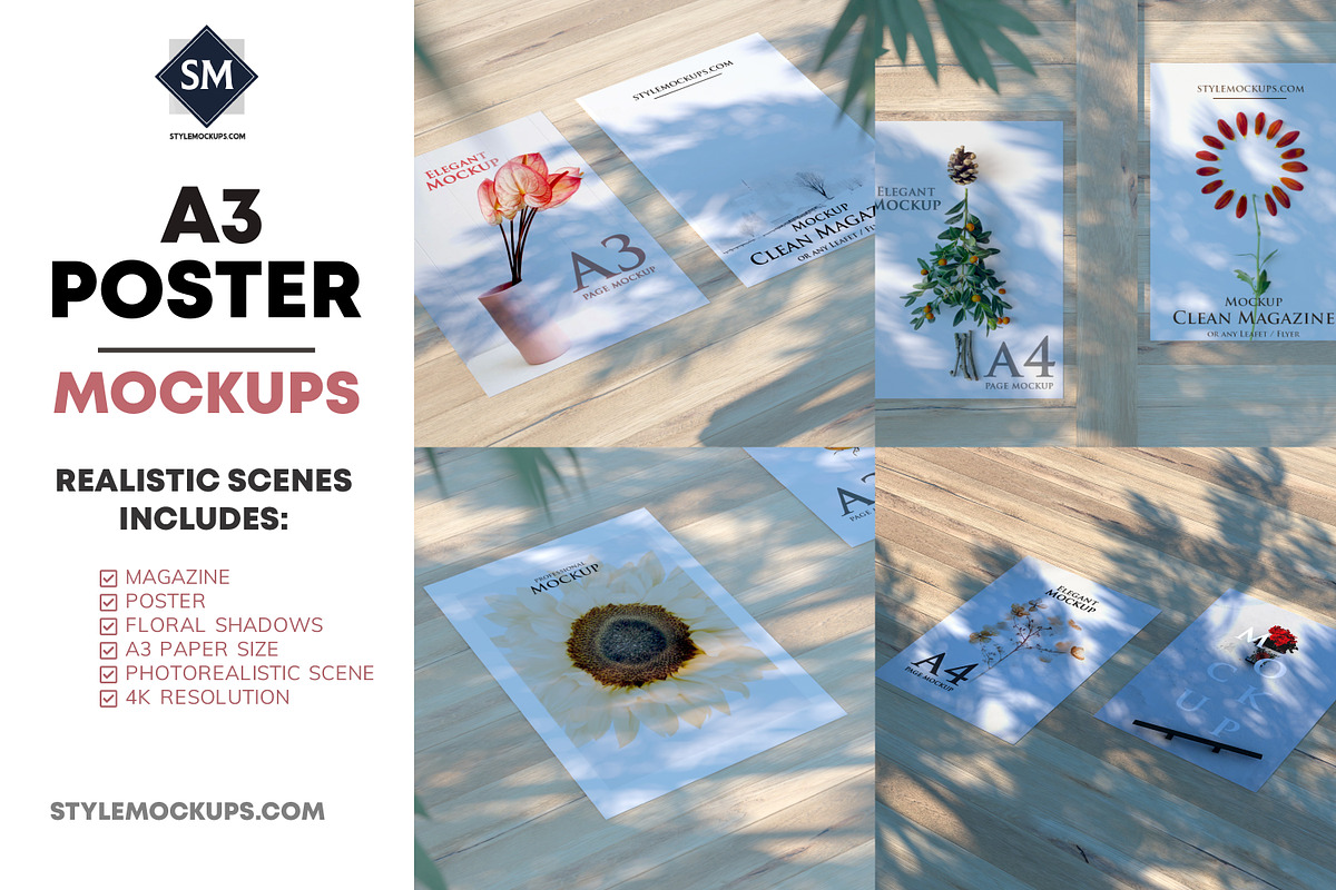 A3 Poster Mockups, a Print Template by StyleMockups (Photo 1 of 6)