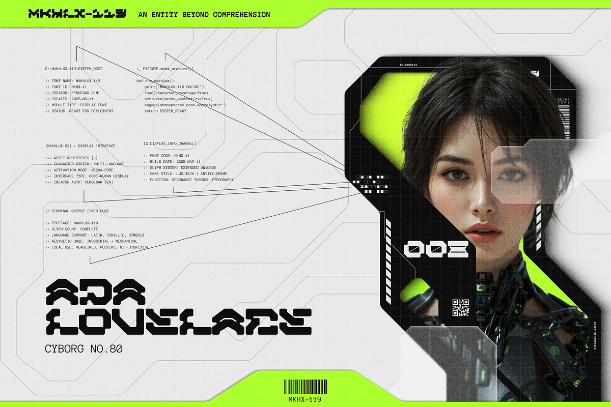 Makhlux 119 - Futuristic Typeface, a Sans Serif Font by Pengedar Seni (Photo 4 of 11)