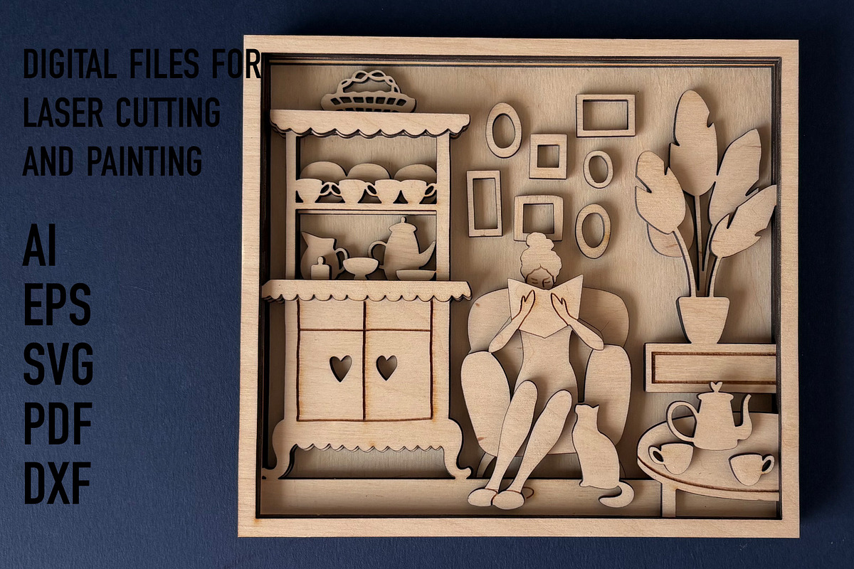 Cozy Reading Nook Shadow Box SVG, an Object Graphic by HelloWood (Photo 3 of 5)