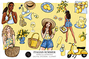 Italian Summer girls clipart bundle, a Person Illustration by Parinaz Wadia Design (Thumbnail 1 of 8)