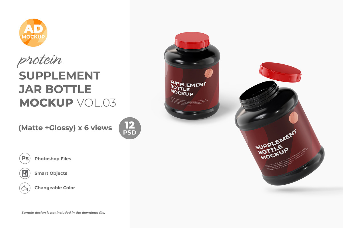Protein Powder Container Mockup, a Packaging Mockup by Adstart (Photo 3 of 8)