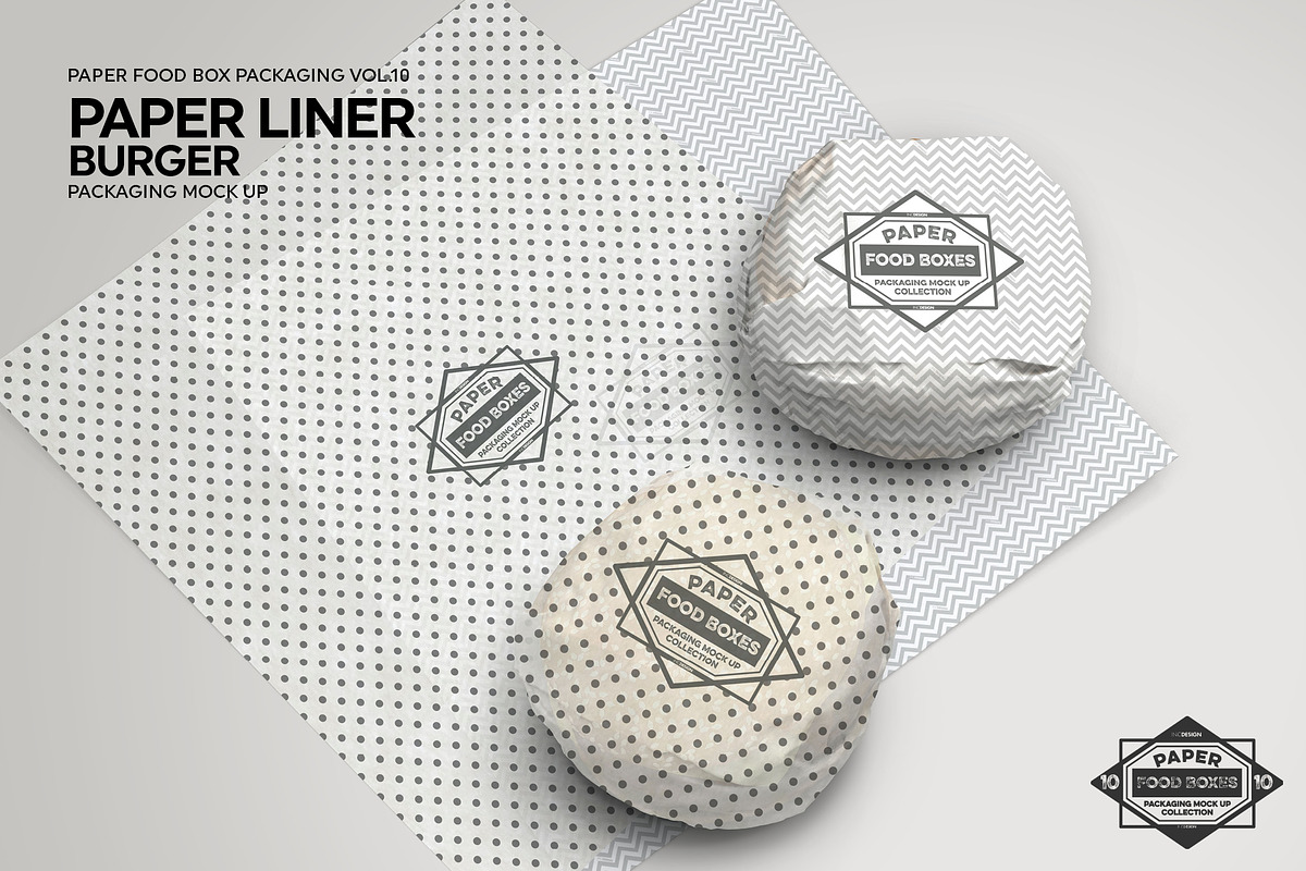 Burger Paper Liner Packaging Mockup, a Packaging Mockup by INCDesign (Photo 6 of 8)