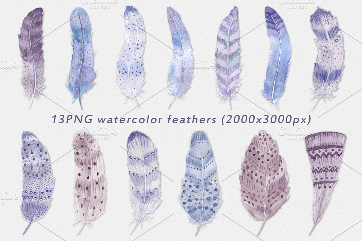 Watercolor feathers Boho, an Illustration by BrushArtDesigns (Photo 2 of 6)