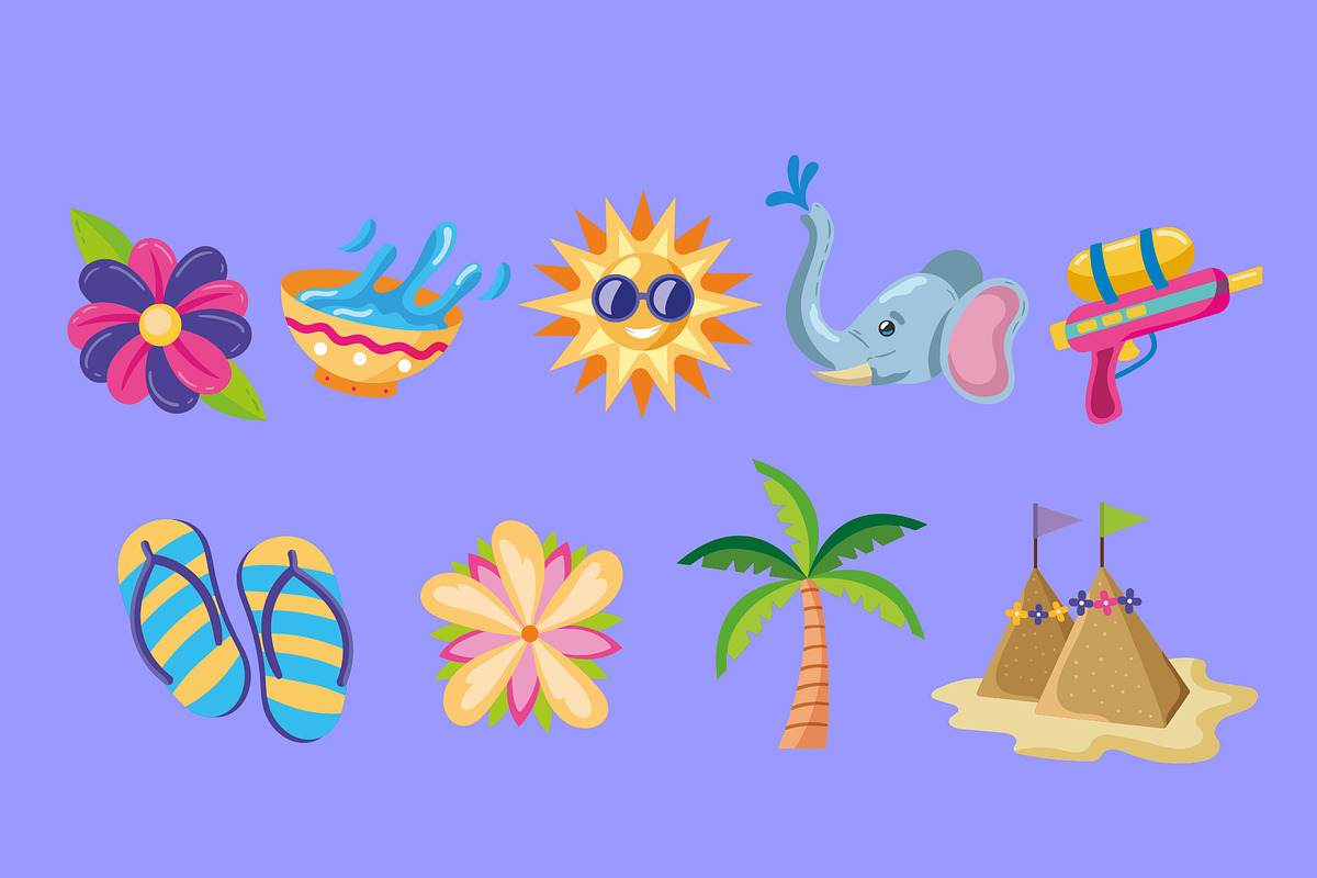 Songkran Festival Icon Set