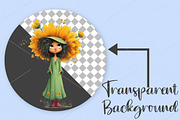 Whimsical Little Girl Spring Clipart, an Illustration by Canvas Craft (Thumbnail 2 of 7)
