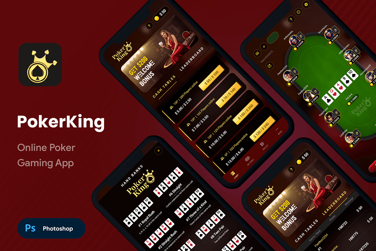 Online Poker Gaming App | PokerKing, an UI Kit Template by Opus LabWorks (Photo 1 of 7)