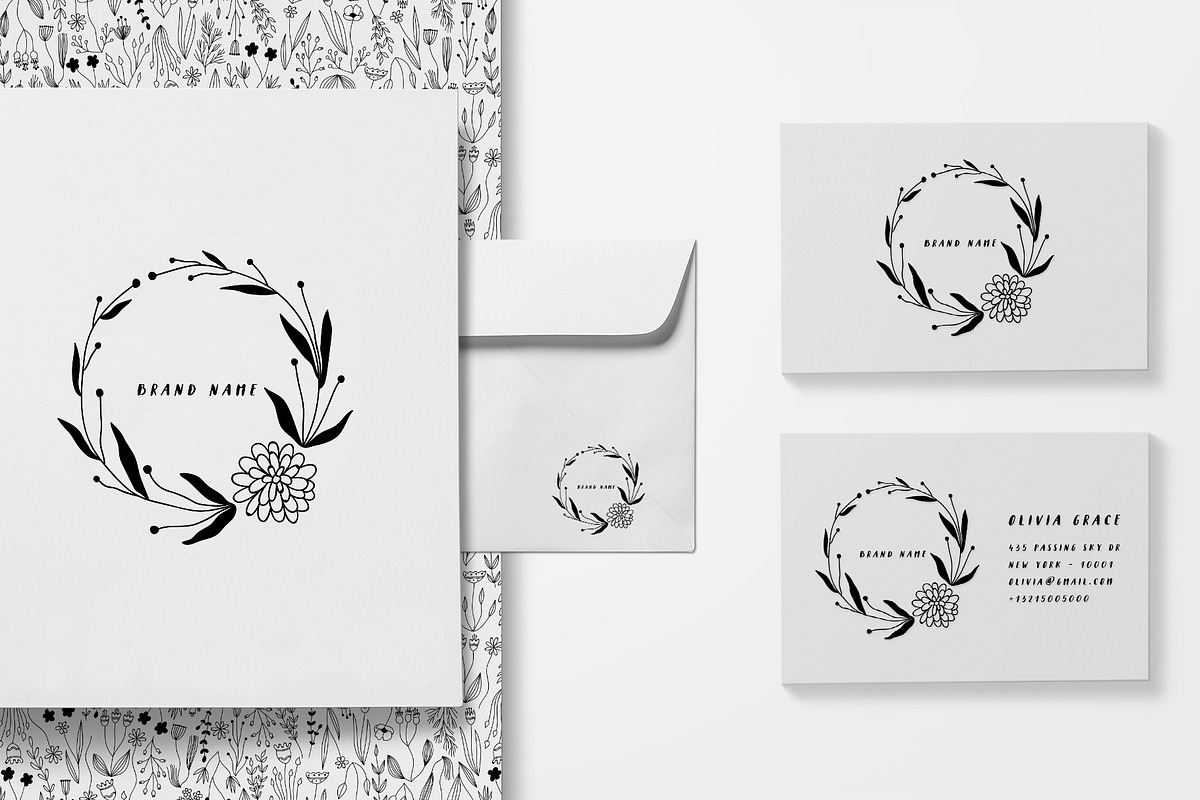 Vector Floral Valentine Outline Set, an Illustration by Chloe's Illustrations (Photo 1 of 10)