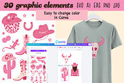Pink Cowgirl Vector Clipart Pack, an Object Illustration by NataKa (Thumbnail 3 of 5)