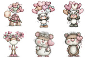 Whimsical Funny Animal Love Clipart, a Graphic by CraftArtStudio (Thumbnail 4 of 6)