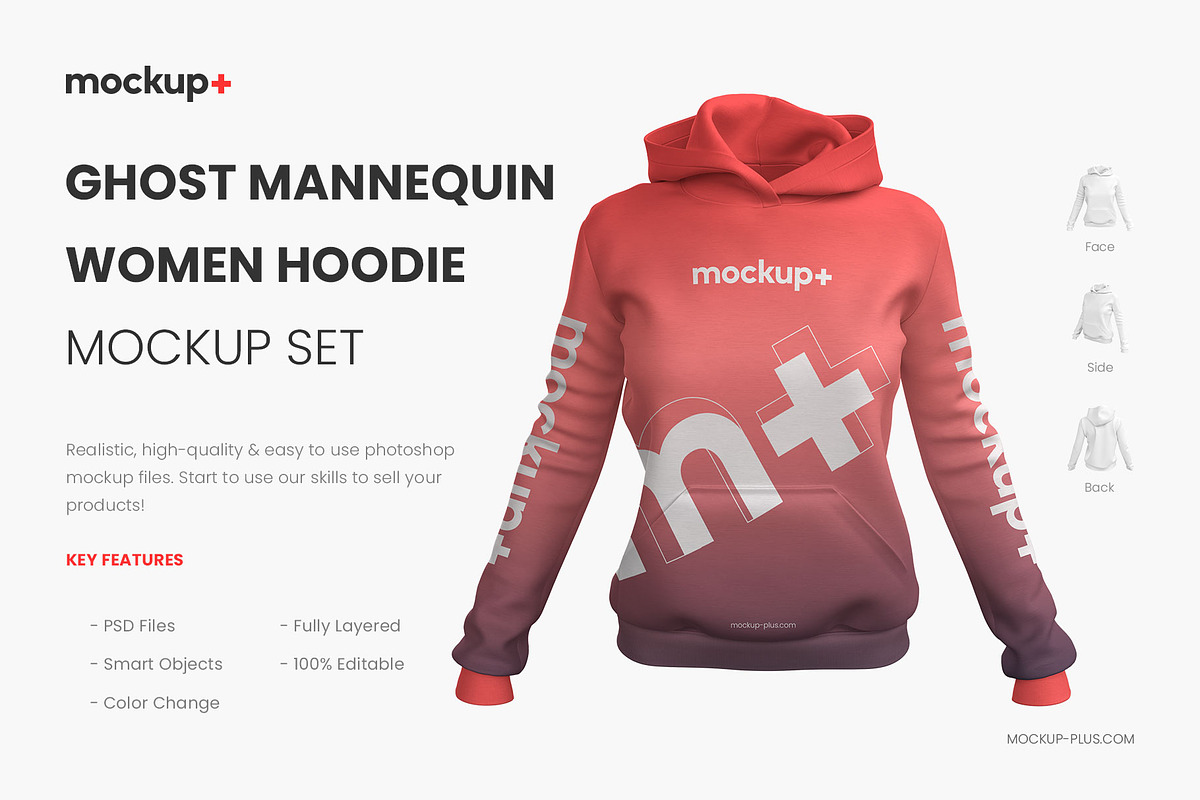 Realistic Women Hoodie Mockup, a Hoody Mockup by Mockup+ (Photo 1 of 5)