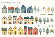 Scandi Houses Watercolor Clipart Set, an Illustration by Hanna's ArtLab (Thumbnail 2 of 8)