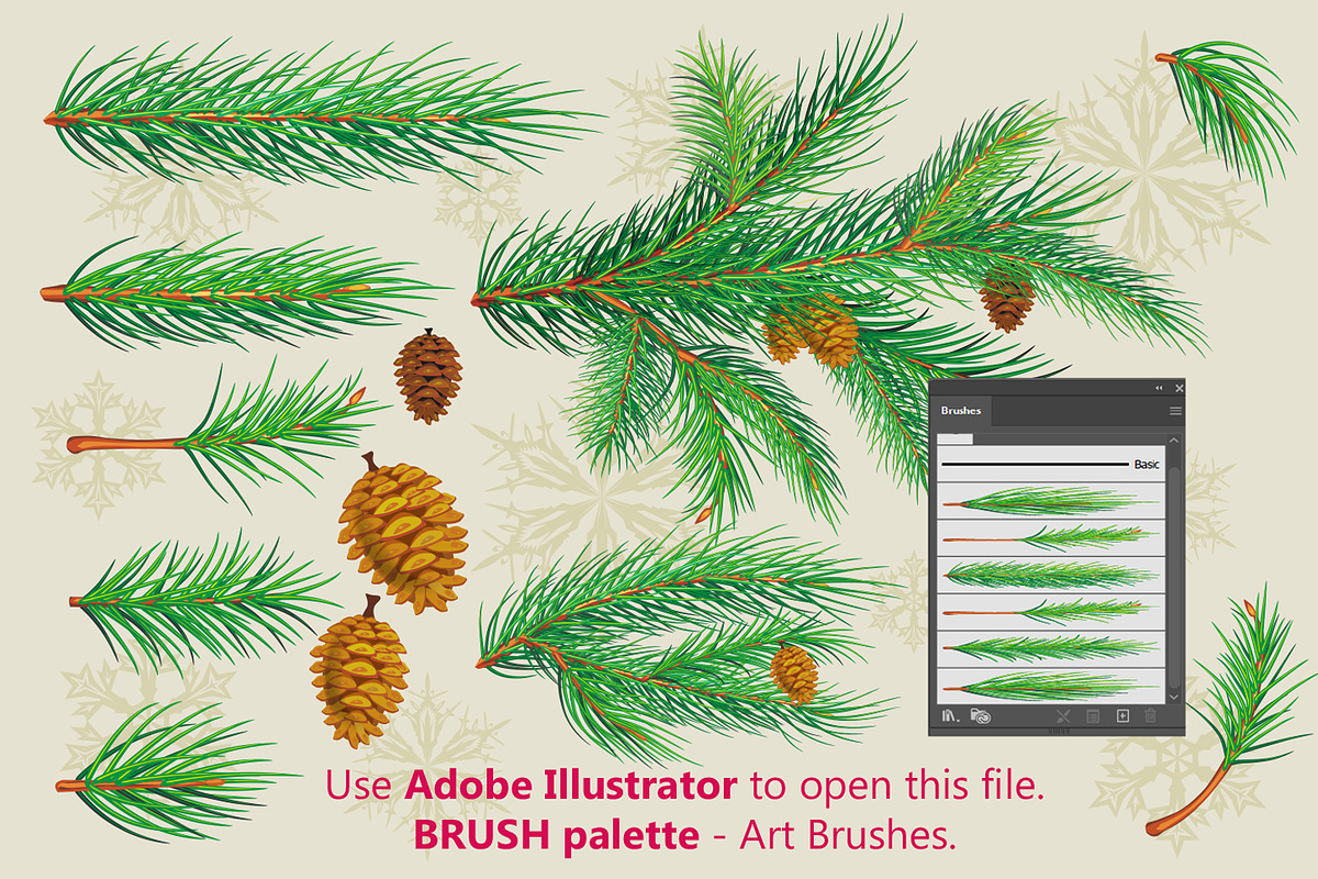 Vector ART BRUSHES - CHRISTMAS TREE, a Brush Add-On by ViktoriaARTprint (Photo 2 of 2)