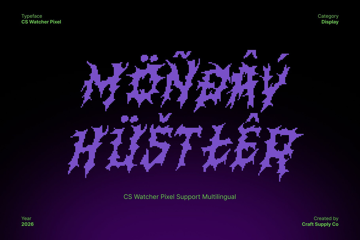 CS Watcher Pixel, a Blackletter Font by Craft Supply Co. (Photo 7 of 8)