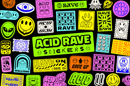 ACID RAVE STICKERS VECTOR SET
