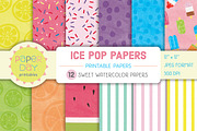 Ice Pop Paper Pack, a Texture Graphic by Paper Day Printables (Thumbnail 1 of 4)