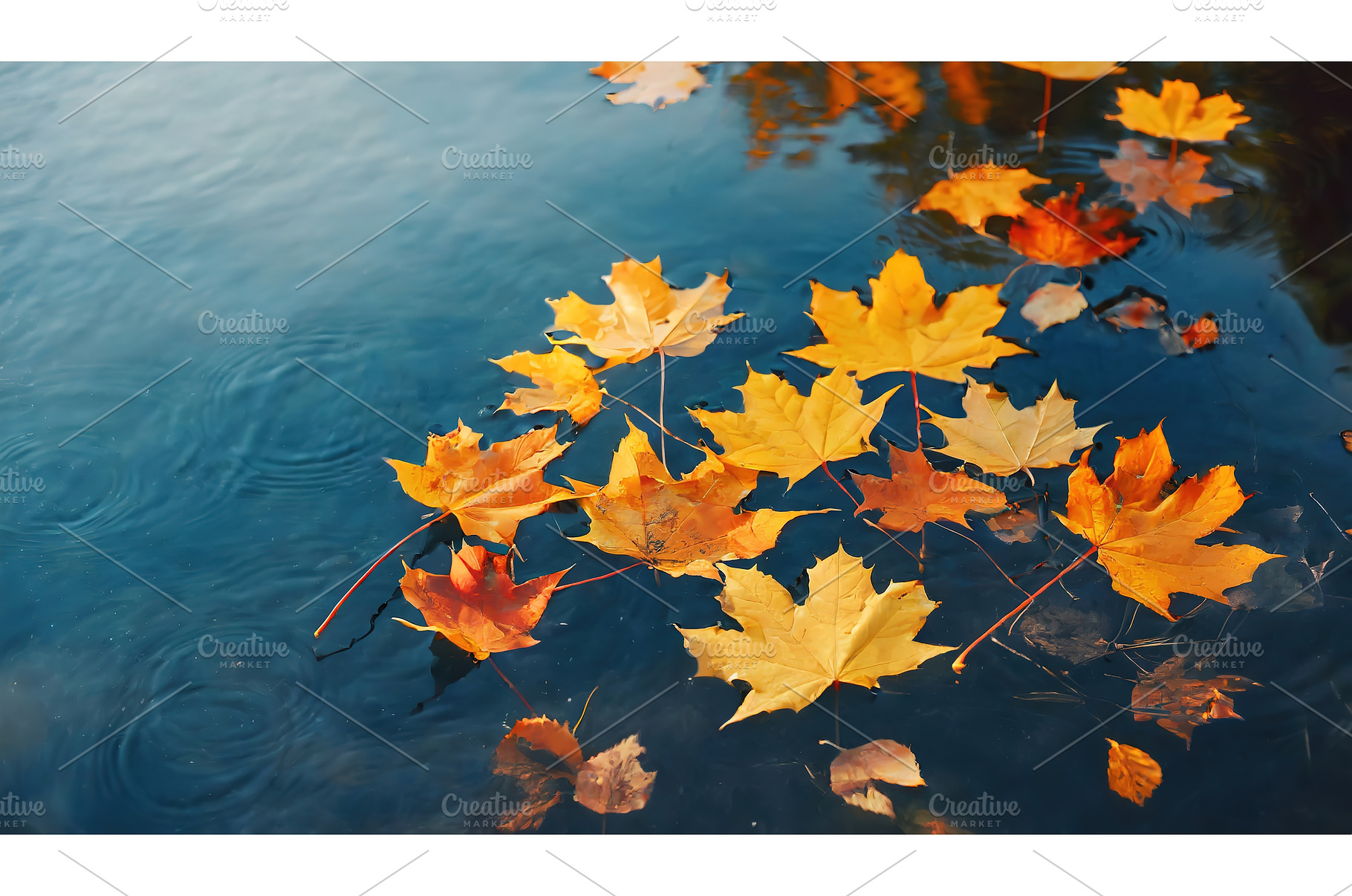 Bright maple leaves floating on, a Nature Photo by Igor Tichonow