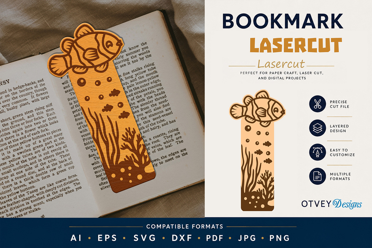 Sea Animals Bookmark lasercut, an Animal Illustration by OTVEY DESIGN (Photo 8 of 13)