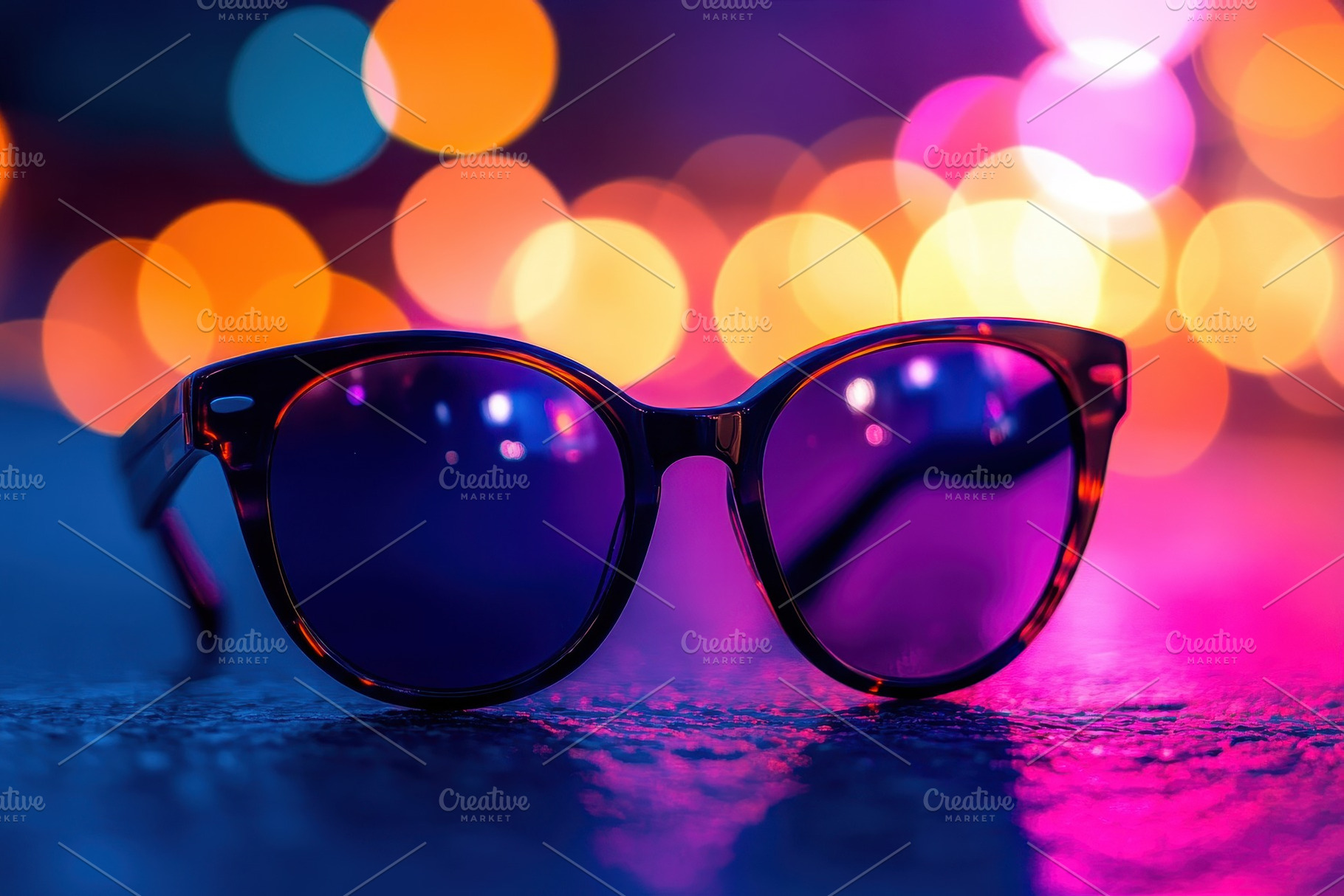 Sunglasses resting on a glossy surfa, a Photo by Iftikhar Alam