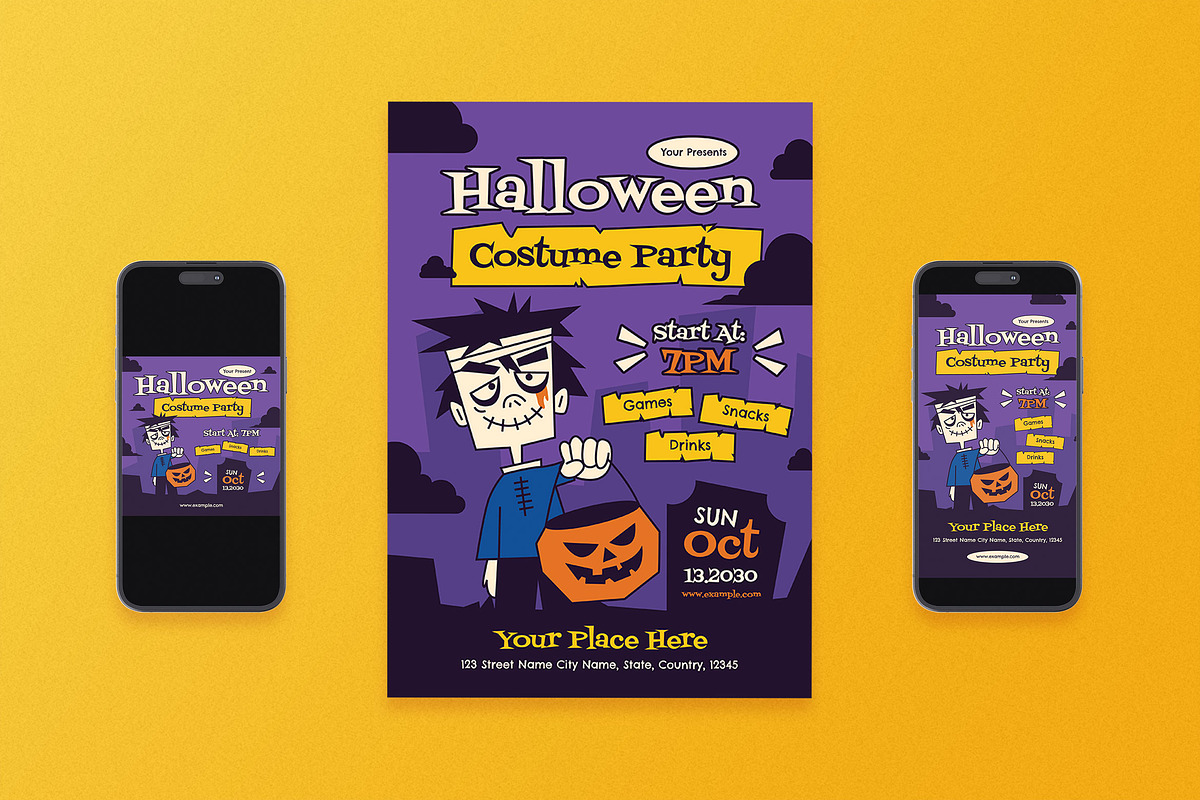 Halloween Costume Party Flyer Set, a Flyer Template by Aiyari Graphic (Photo 1 of 3)