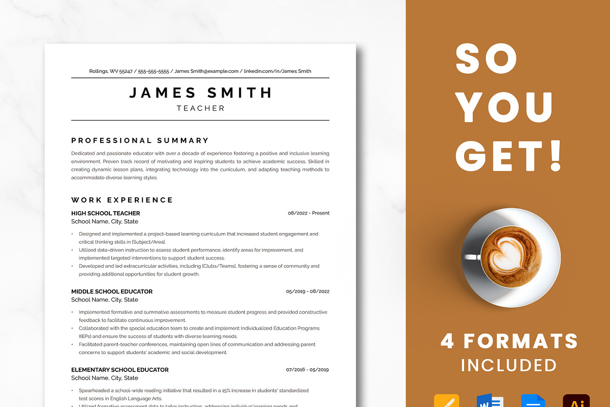 Teacher Resume Template, a Resume Template by ResumeInventor (Photo 8 of 9)