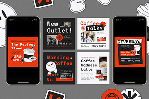 Black Modern Coffee Shop Instagram, a Social Media Template by Aiyari Graphic