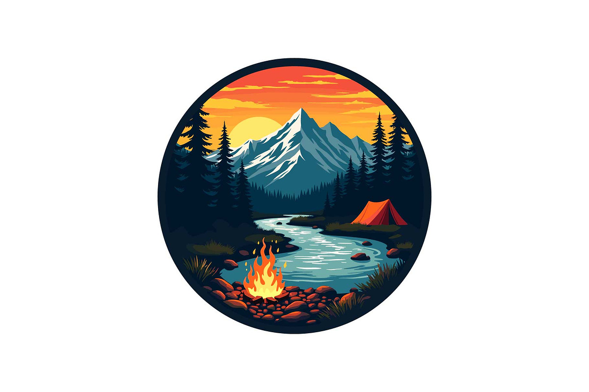 Sunset Forest Camping Badge Set, an Object Graphic by yasushie (Photo 12 of 13)