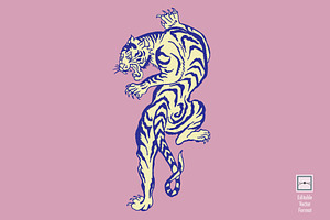 Vintage Tiger Tattoo Vector