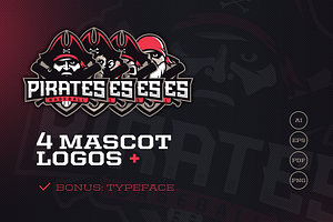 4 Logos With Pirates + Typeface