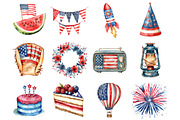 Watercolor 4th of July Clipart, a Seasonal Illustration by Design Market (Thumbnail 3 of 5)