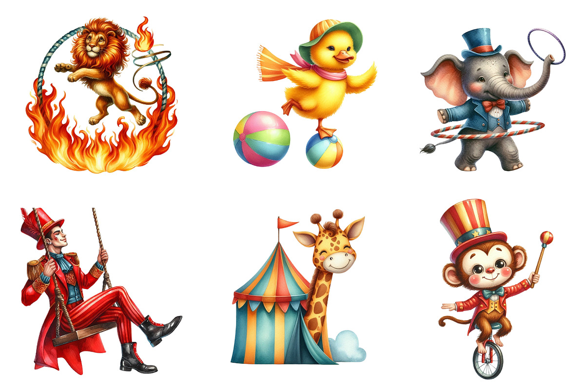 Circus Watercolor Clipart, an Illustration by CreationArt (Photo 4 of 5)