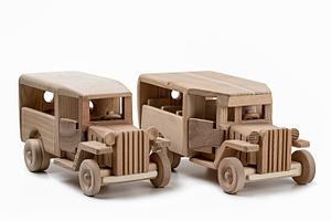 Models of toy cars made of wood stock photo containing car and bus