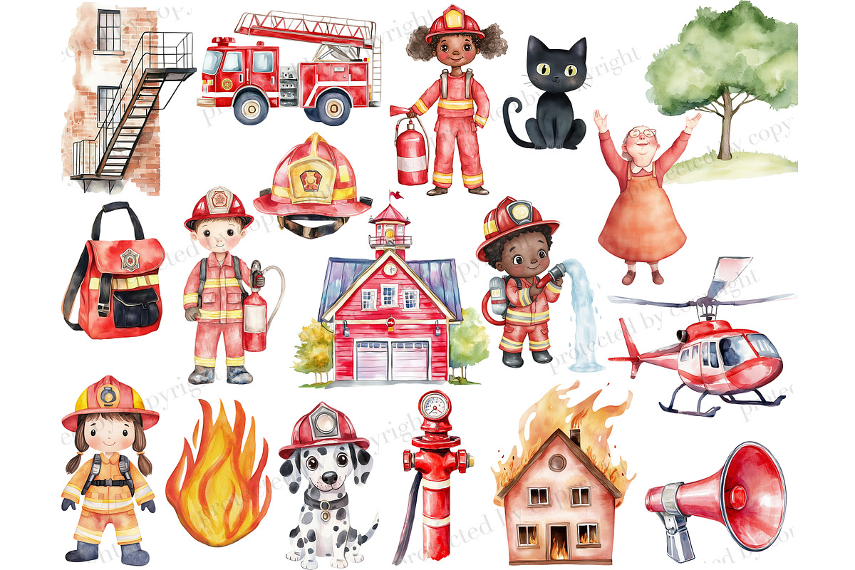 Firefighters Clipart, a Person Illustration by GlamArtZhanna (Photo 3 of 6)