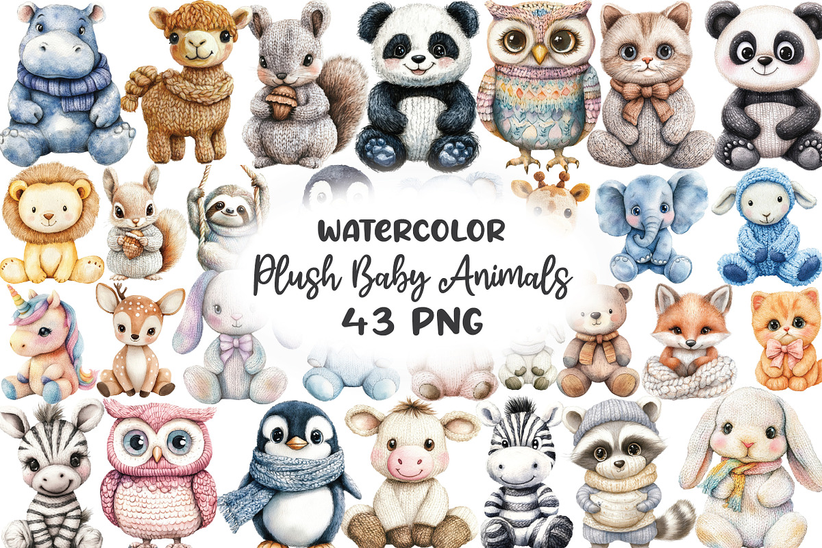Knitted Plush Baby Animals Clipart, an Illustration by CraftArtStudio (Photo 1 of 6)