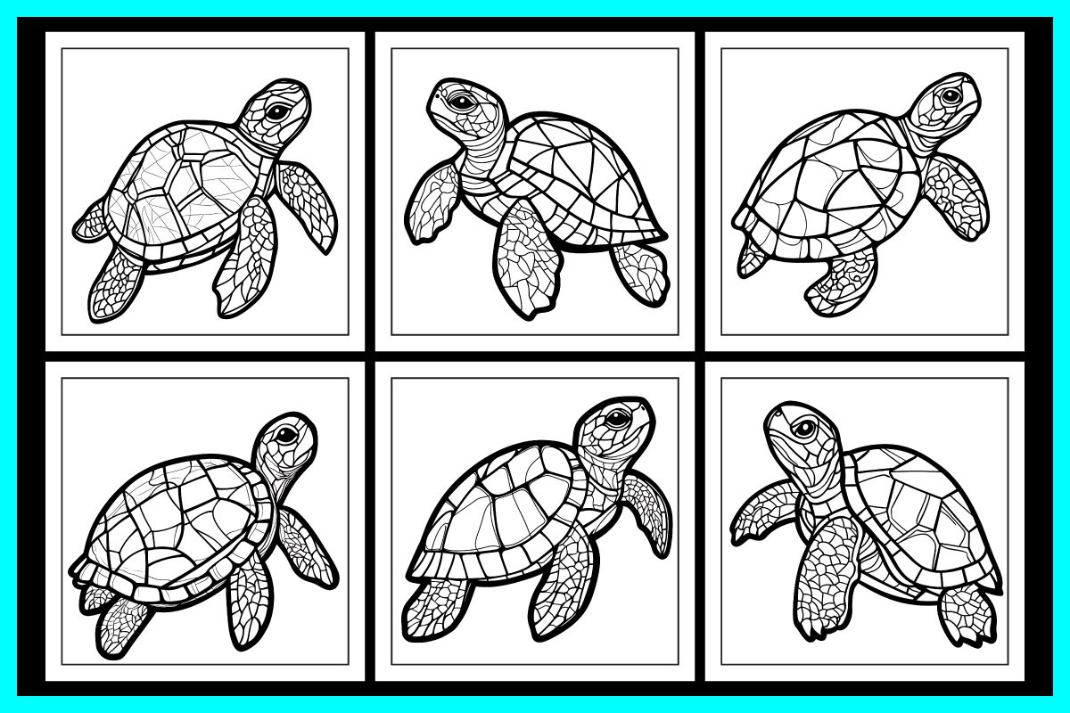 Stained Glass Turtle Coloring Pages, an Animal Illustration by protabsorkar11 (Photo 5 of 5)