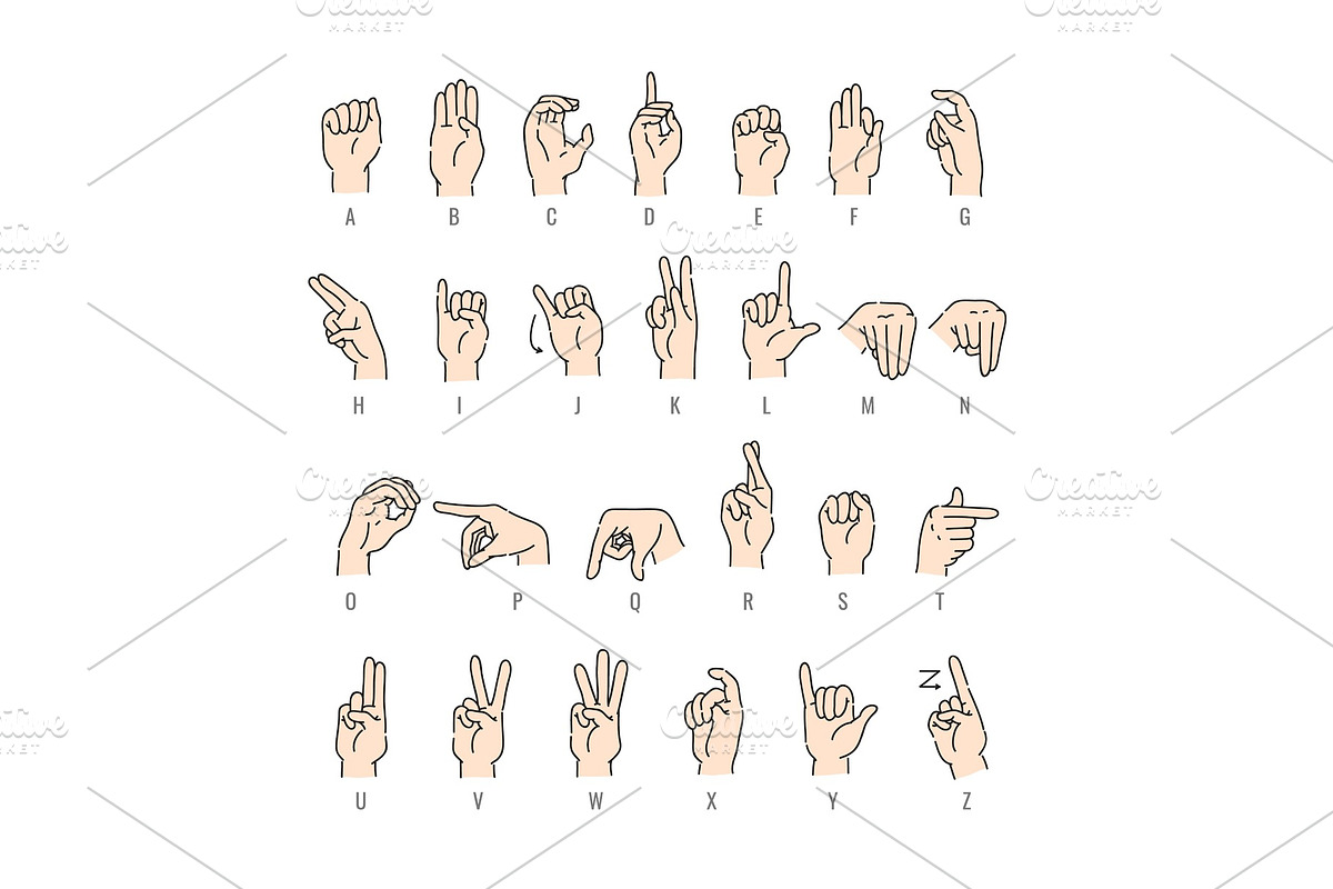 Vector deaf-mute alphabet with hand, an Icon by Sabelskaya