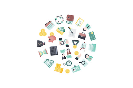 startup business icons. circle