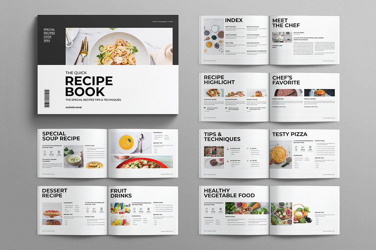Recipe Book Template Landscape, a Brochure Template by E-Type (Photo 1 of 7)