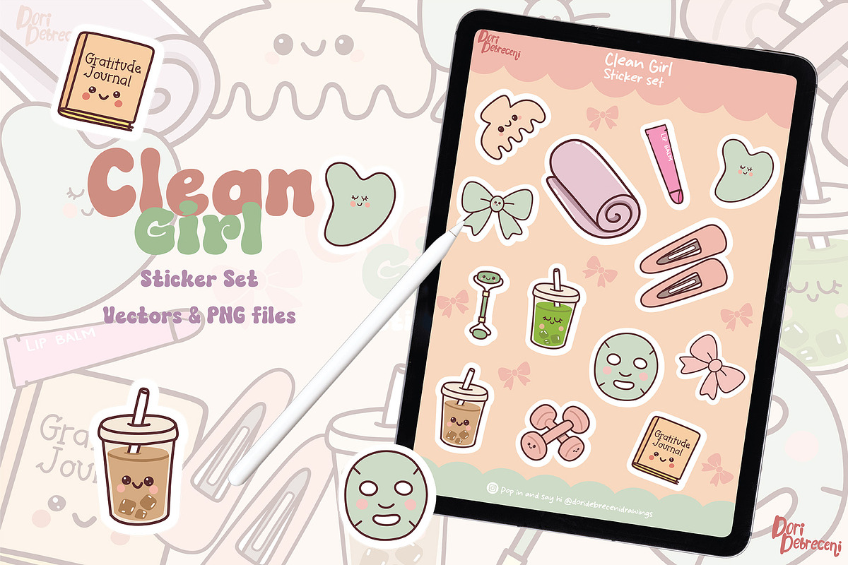 Clean Girl Sticker Set, a Graphic by Dori Debreceni draws (Photo 4 of 4)