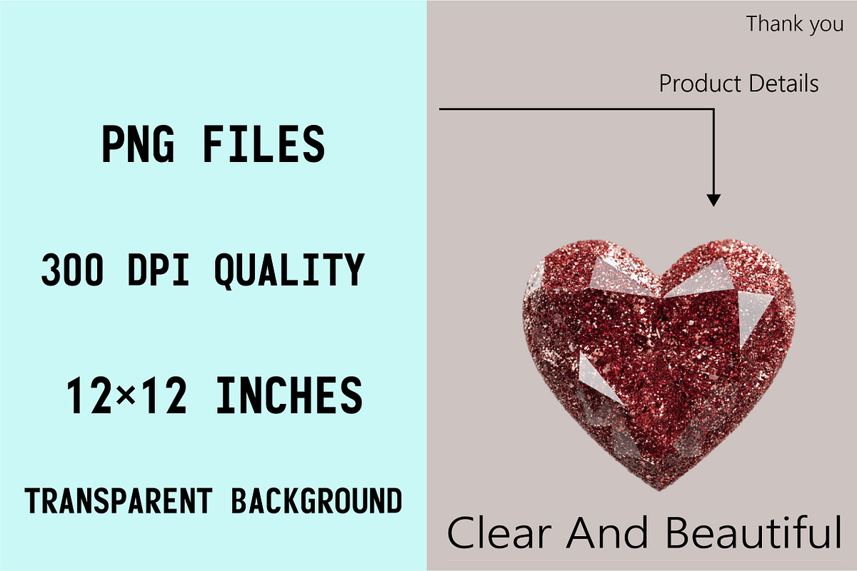 Diamond Glitter Valentine Heart PNG, an Illustration by SVGArt (Photo 3 of 8)
