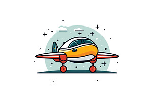 Bright colored cartoon airplane, a Transportation Illustration by Vectorstockersland