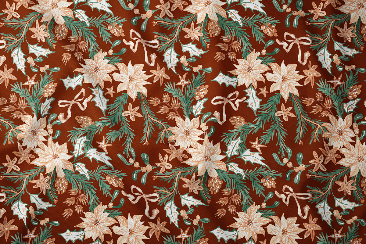 Christmas Botanicals Repeat Print, a Pattern Graphic by SirenaArt (Photo 7 of 21)