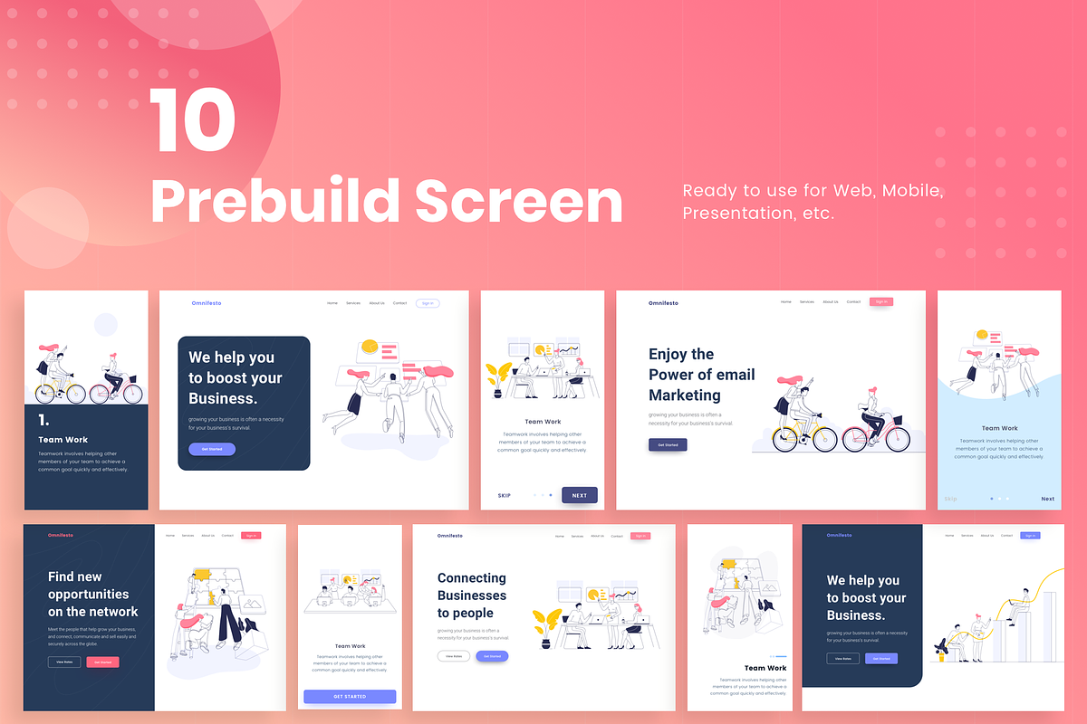 Outline Teamwork Illustration Pack, an UI Kit Template by Graphicdunk (Photo 5 of 5)