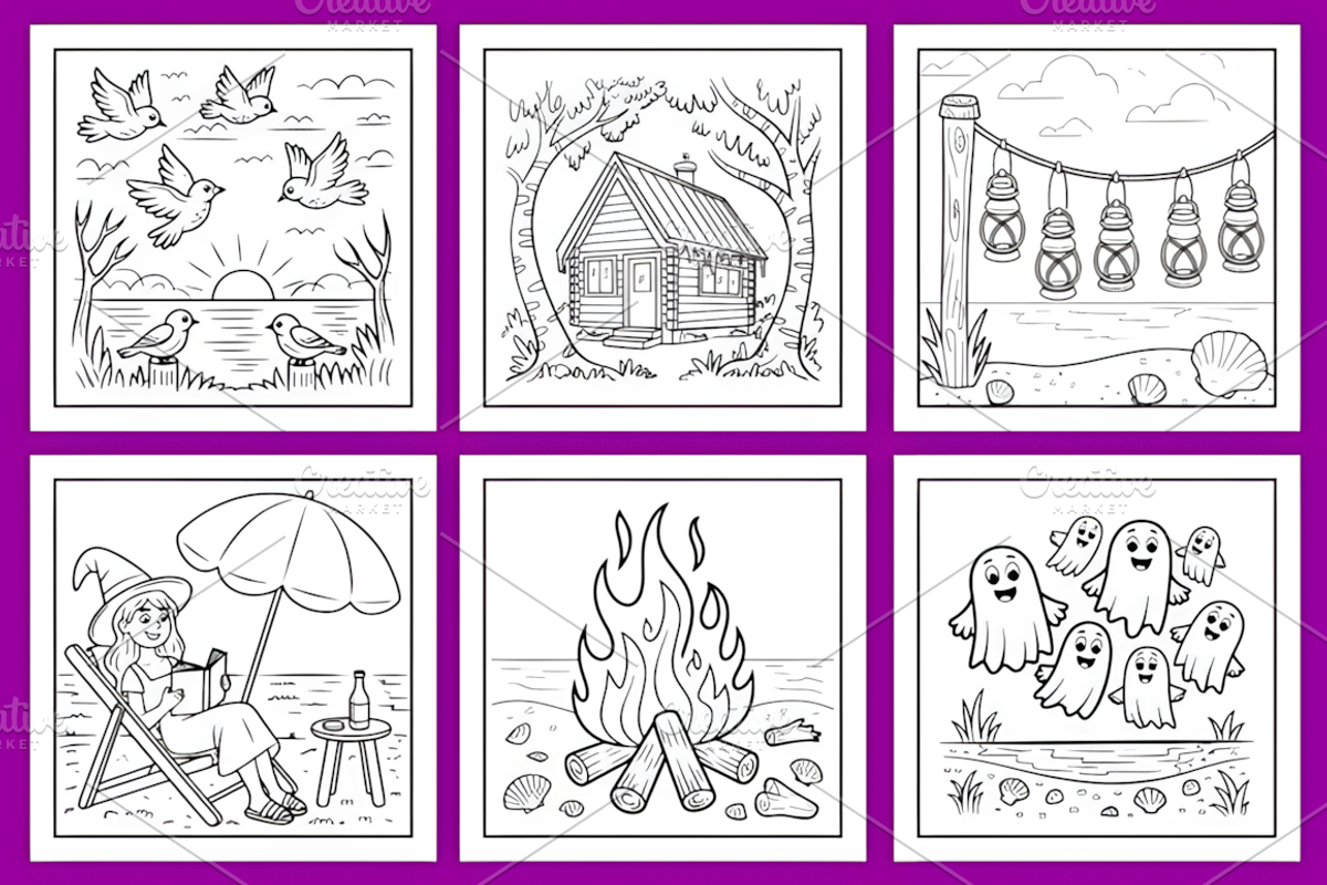 Spooky Summer Coloring Page, a Seasonal Illustration by Coco Bloom (Photo 3 of 4)